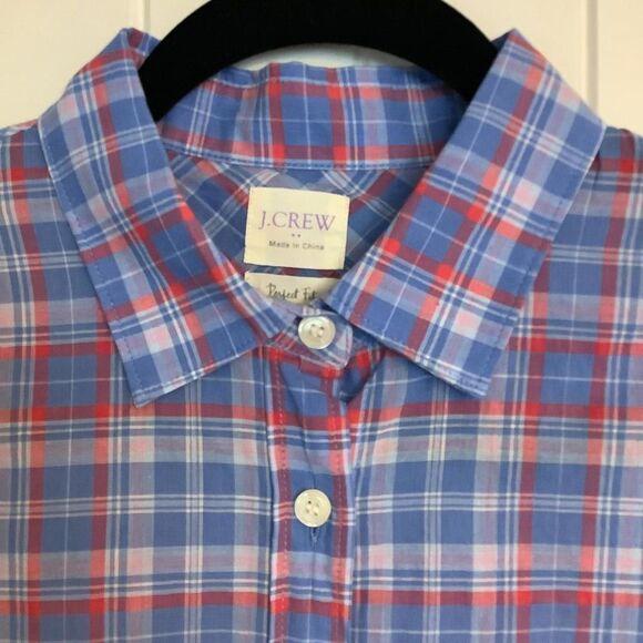 J.Crew Blue & Red Plaid Button-Down Shirt - Picture 2 of 5